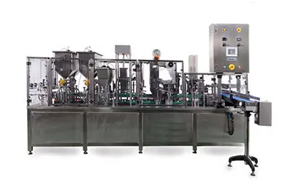 Cup filling and sealing machine Cup filling and sealing machine for food and dairy cups